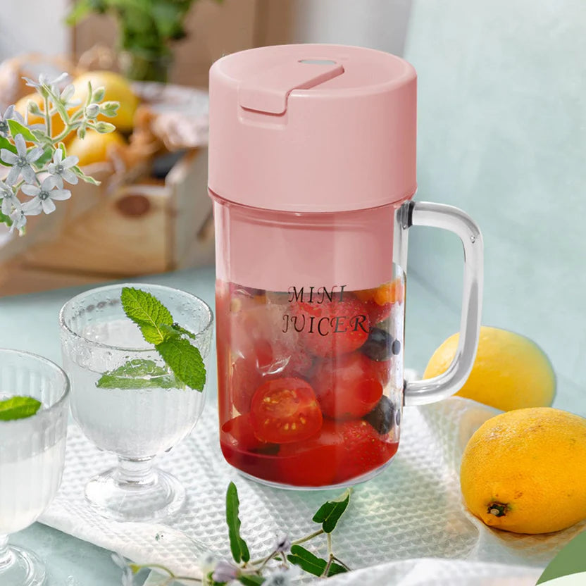 Portable Crusher Juicer – Mug Shaped Mini Cordless Blender with Straw for Home & Outdoor Use (Random Color)