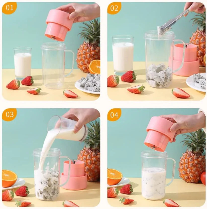 Portable Crusher Juicer – Mug Shaped Mini Cordless Blender with Straw for Home & Outdoor Use (Random Color)