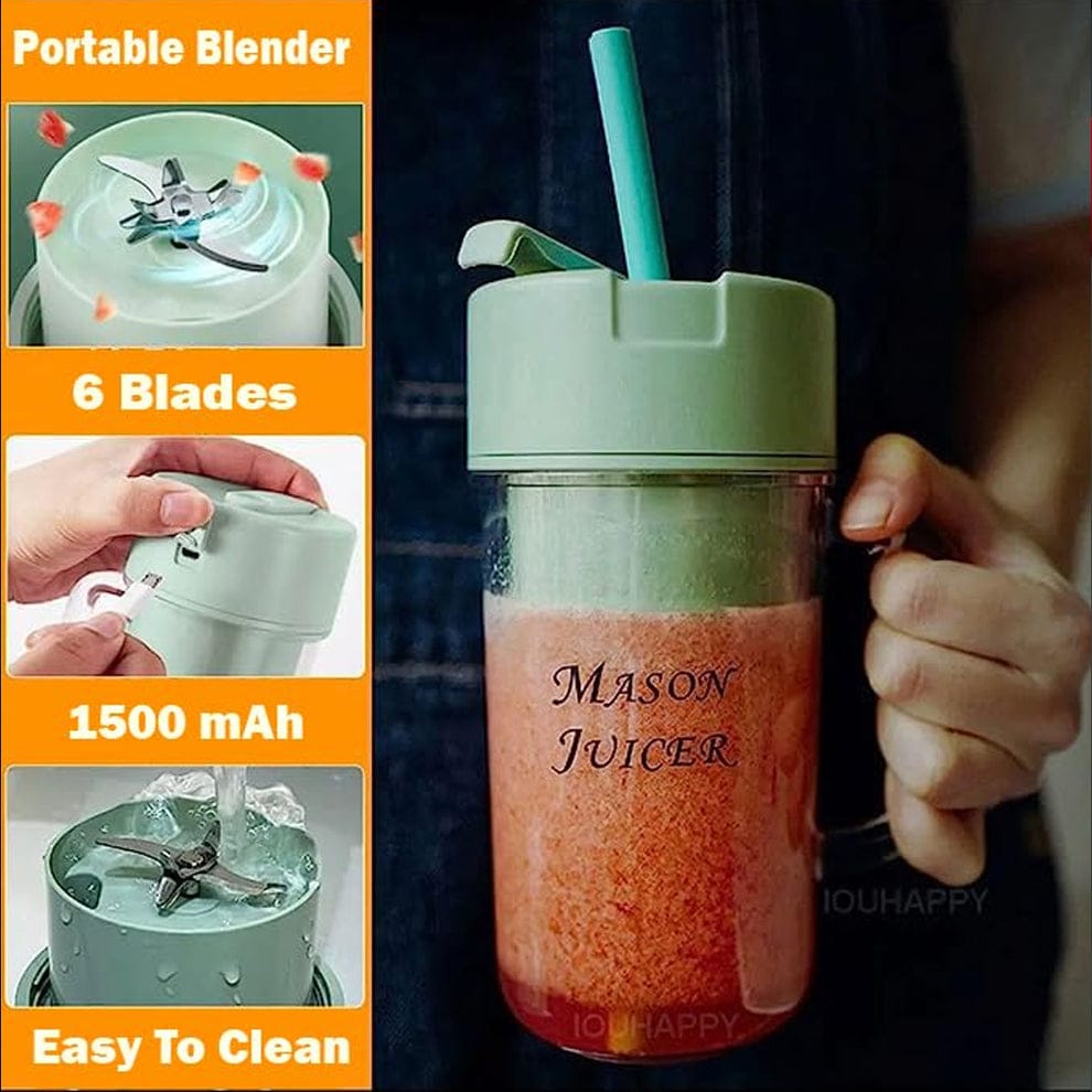 Portable Crusher Juicer – Mug Shaped Mini Cordless Blender with Straw for Home & Outdoor Use (Random Color)